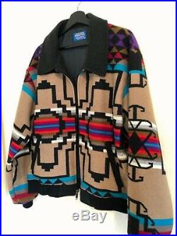 Pendleton Mens Geo Abstract Tribal Western Wear Bomber Jacket Size XL Blanket