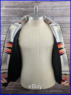 Pendleton Mens Navajo Native Western Coat Blanket Wool Leather Sleeves Size XL