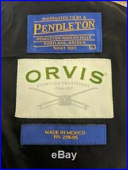 Pendleton Orvis Mens Jacket Coat Shearling Collar Aztec Indian Blanket Large