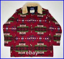 Pendleton Orvis Wool Jacket Coat Shearling Collar Indian Blanket Men's XL