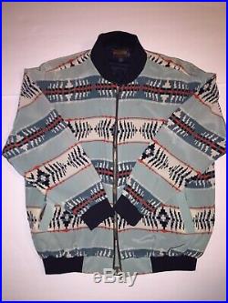 Pendleton Tribal Aztec Western Print Mens Varsity Jacket Coat Sz Large EUC RARE