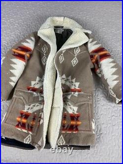 Pendleton Vintage Sherpa Wool Western Jacket Sz 40 Distressed 70s Coat