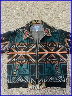 Pendleton Western Tribal Native Southwest Indian Art Bomber Wool Coat Jacket XXl
