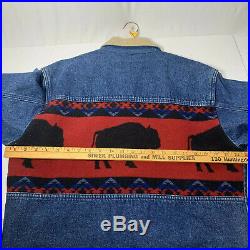 Pendleton Western Wear Mens S Denim Wool Southwestern Buffalo Jacket Blanket