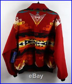 Pendleton Western Wear Red Wool-Blend Tribal Print Full-Zip Jacket XL