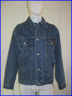 Pendleton Western Wear Wool Indian Blanket Back Denim Blue Jean Jacket Mens XS