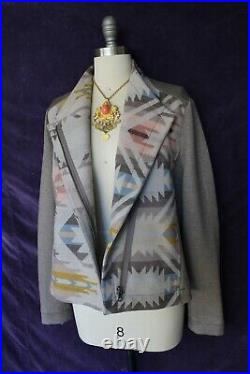 Pendleton White Sands wool blanket moto jacket Aztec tribal Southwestern coat M