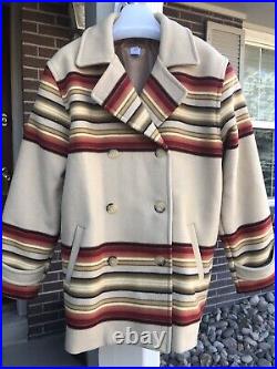 Pendleton Women's Coat Wool Blend Sunset Stripe Blanket Coat Jacket Size L