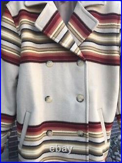 Pendleton Women's Coat Wool Blend Sunset Stripe Blanket Coat Jacket Size L
