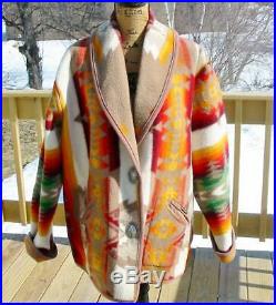 Pendleton Wool Blanket Jacket Coat Reversible Ladies XL-XXL EUC Concho Buttons