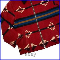 Pendleton Wool Blend Jacket Sz Medium Red Western Wear Coat Atzec Native Tribal