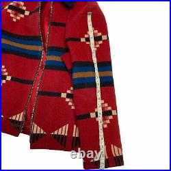 Pendleton Wool Blend Jacket Sz Medium Red Western Wear Coat Atzec Native Tribal