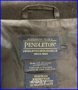 Pendleton Wool Western Coat-size Xxl-made In El Salvador- Black Red Pattern-used
