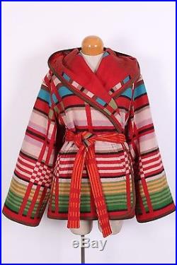 Pendleton Wool Western Navajo Hoodie Wrap Coat Jacket Womens Large-xl