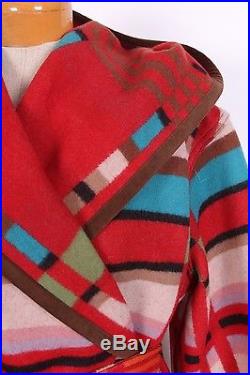 Pendleton Wool Western Navajo Hoodie Wrap Coat Jacket Womens Large-xl
