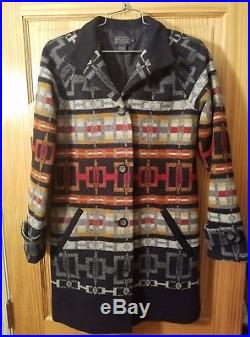 Pendleton Wool Wrap Western Long Jacket Indian Blanket Aztec Extra Small