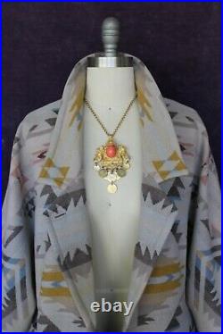 Pendleton wool Aztec southwest Mexican Navajo blanket coat jacket cape poncho