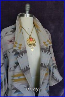 Pendleton wool Aztec southwest Mexican Navajo blanket coat jacket cape poncho