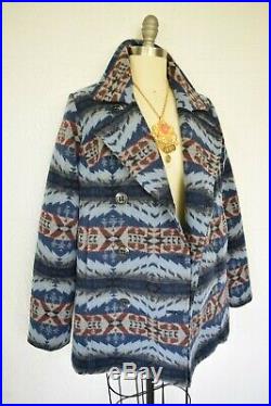Pendleton wool blanket Aztec southwest Mexican peacoat jacket coat S
