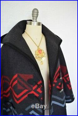 Pendleton wool blanket Aztec southwest toggle poncho cape jacket coat $458
