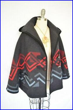 Pendleton wool blanket Aztec southwest toggle poncho cape jacket coat $458
