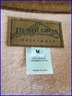 Pendleton wool blanket coat jacket hood western salmon pink women's sz M Medium