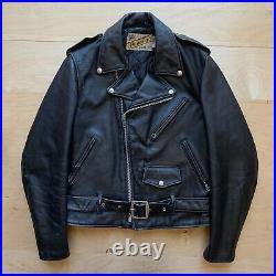 Perfecto Schott Leather Jacket Size 40 Black Motorcycle Coat Made in USA