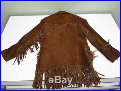 Pioneer Wear Jacket Coat Suede Distressed Western Hippie Fringed Women's Sz 10