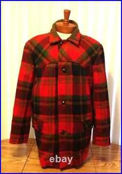 Pioneer Wear VTG Western Red Plaid Wool Jacket Coat Sherpa Quilt Lined Men's 42L