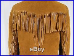 Pioneer Wear Vintage Fringe 70s Mens Western Rockabilly Hippie Leather Jacket