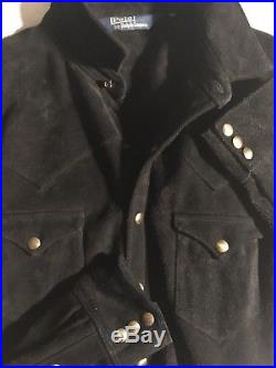Polo Ralph Lauren Black Suede Leather Western Shirt Jacket XL RRL