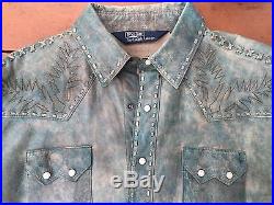 Polo Ralph Lauren Distressed Leather Shirt Jacket Western
