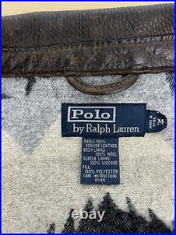 Polo Ralph Lauren Leather Trucker Jacket Western Ranch RRL VTG Brown Coat Fringe
