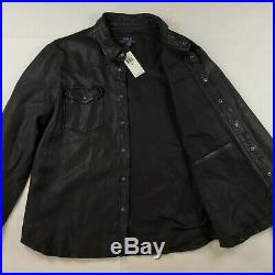 Polo Ralph Lauren Men Washed 100% Sheep Leather Western Shirt Leather Jacket 2XL