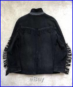 Polo Ralph Lauren PRL Western Style Black Suede Fringed/Whipstitched Jacket