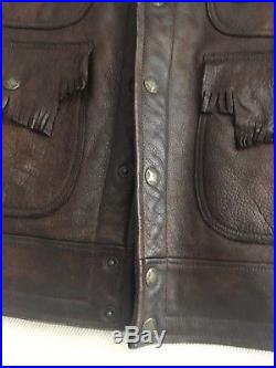 Polo Ralph Lauren RRL Leather Western Fringed Motorcycle Jacket Coat Men's L