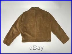 Polo Ralph Lauren Suede Leather Western Trucker Mens Jacket Tan Brown Large L