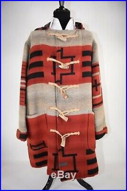 Polo Ralph Lauren Vintage Navajo Western Hooded Toggle Over Coat Size L Wool