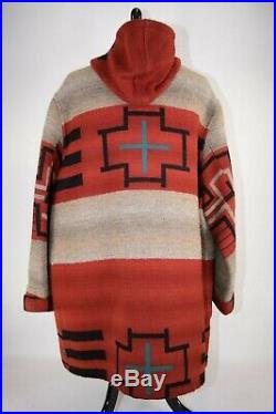 Polo Ralph Lauren Vintage Navajo Western Hooded Toggle Over Coat Size L Wool