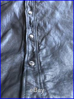 Polo Ralph Lauren Washed Sheepskin Leather Heritage Western Overshirt Jacket Med