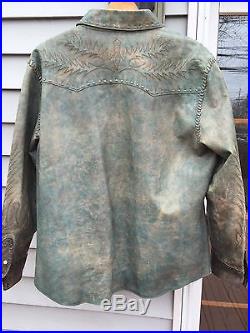 Polo Ralph Lauren leather distressed shirt jacket western