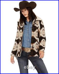 Powder River Outfitters Women's Southwestern Jacquard Fringe Coat DW92C01500