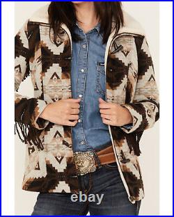 Powder River Outfitters Women's Southwestern Jacquard Fringe Coat DW92C01500