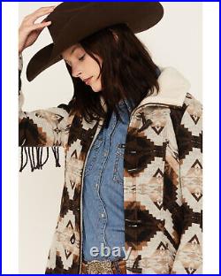 Powder River Outfitters Women's Southwestern Jacquard Fringe Coat DW92C01500