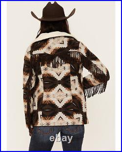 Powder River Outfitters Women's Southwestern Jacquard Fringe Coat DW92C01500