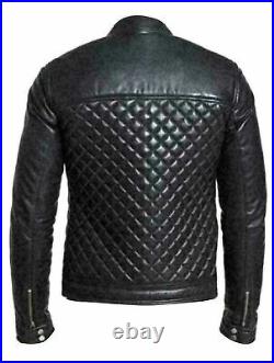 Quilted Leather Jacket for Men Stylish Black Jacket Genuine Lambskin Biker Coat
