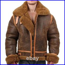 RAF World War 2 Aviator Bomber Jacket Men's Real Sheepskin Leather Flight Coat