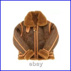 RAF World War 2 Aviator Bomber Jacket Men's Real Sheepskin Leather Flight Coat