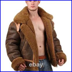 RAF World War 2 Aviator Bomber Jacket Men's Real Sheepskin Leather Flight Coat