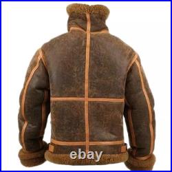 RAF World War 2 Aviator Bomber Jacket Men's Real Sheepskin Leather Flight Coat